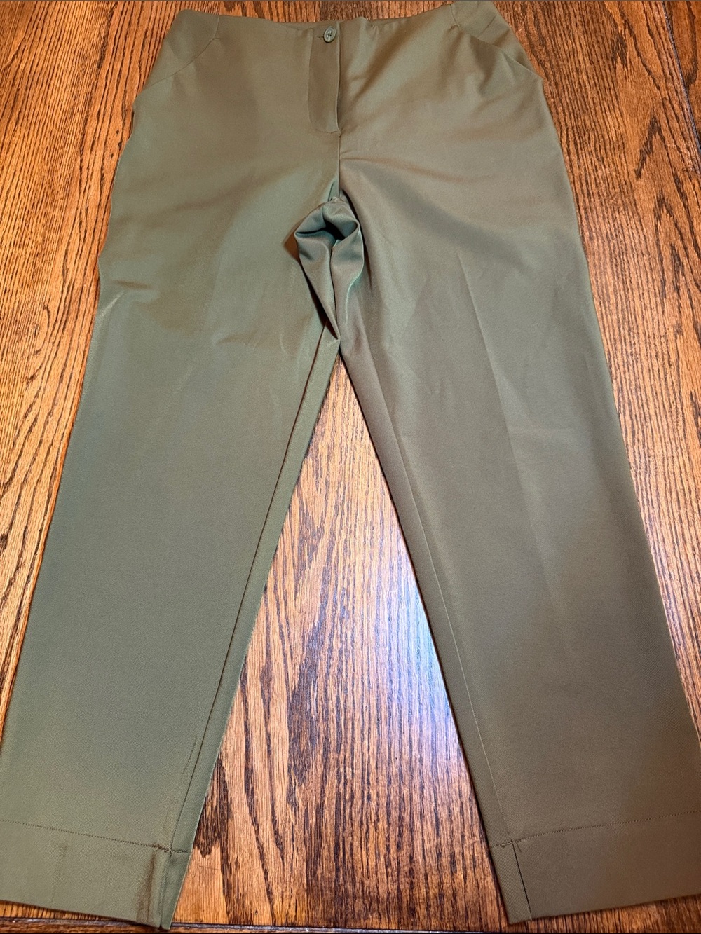 Worthington Olive Green Straight Leg Ankle Dress Pants Size 12 Minimalist